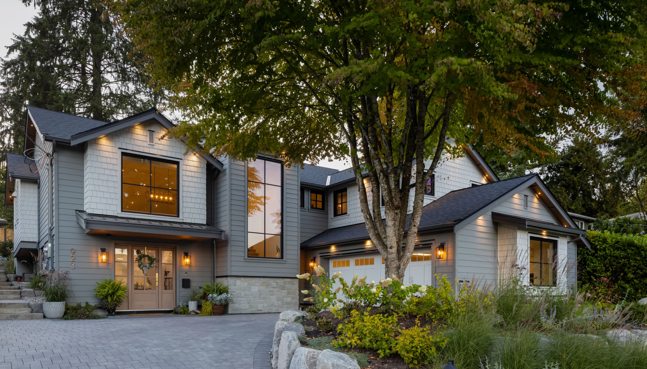 Modern farmhouse exterior - award-winning home renovation by Hasler Homes