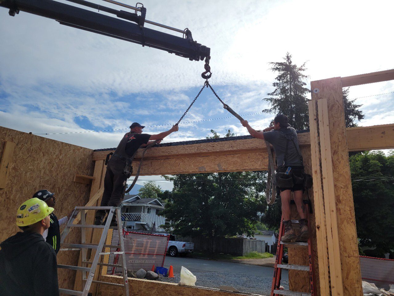 Custom home framing at Hasler Homes construction site