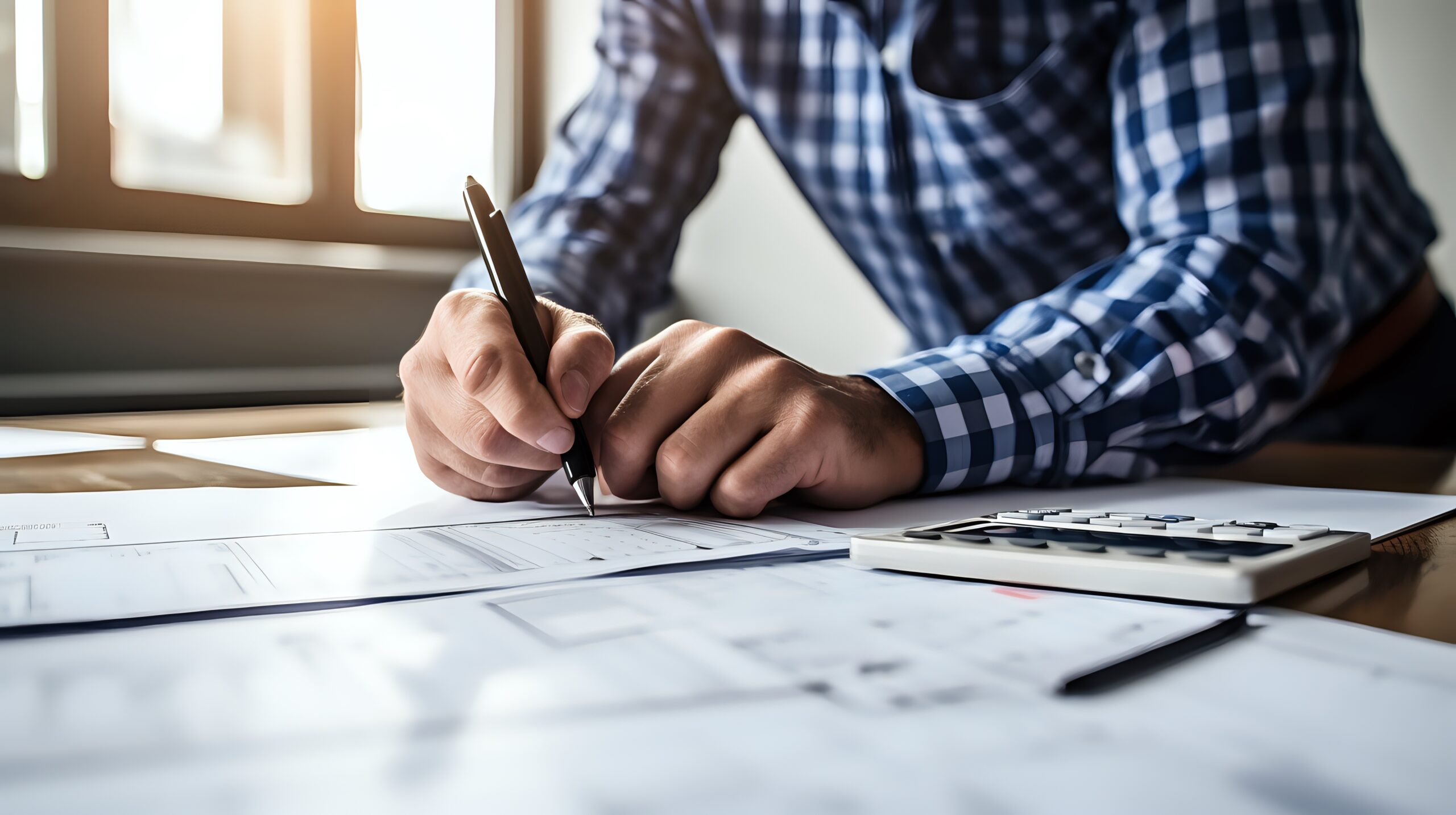 Contractor preparing an estimate for a new custom-built home
