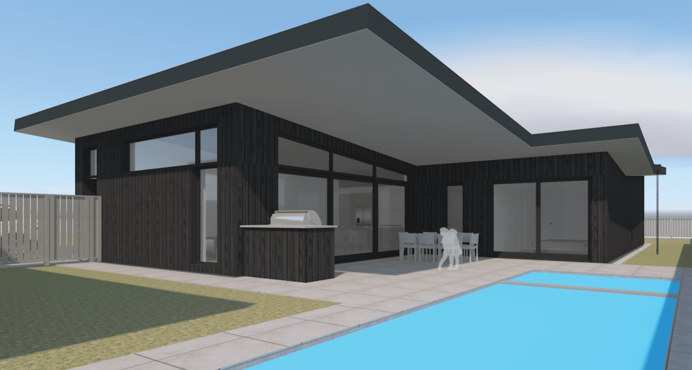 Custom home rendering demonstrating common construction terminology