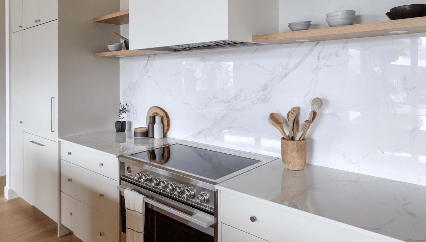 Brightwater kitchen stove, countertops and storage space