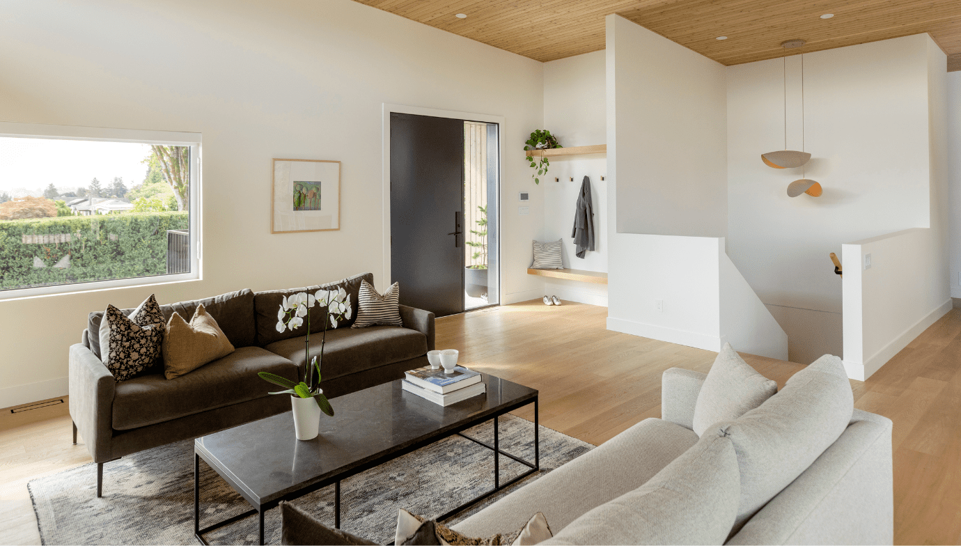 Brightwater living room and front entrance
