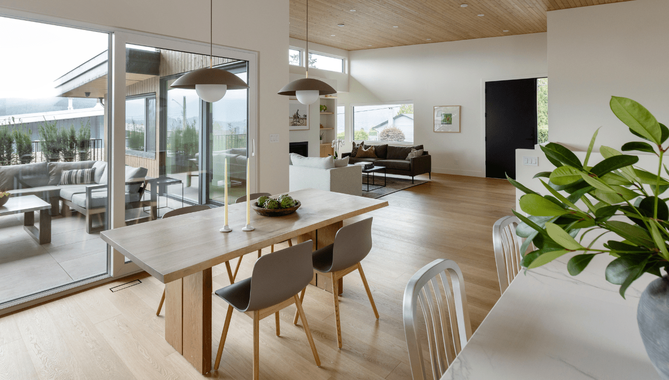 Open living space at Brightwater home reno