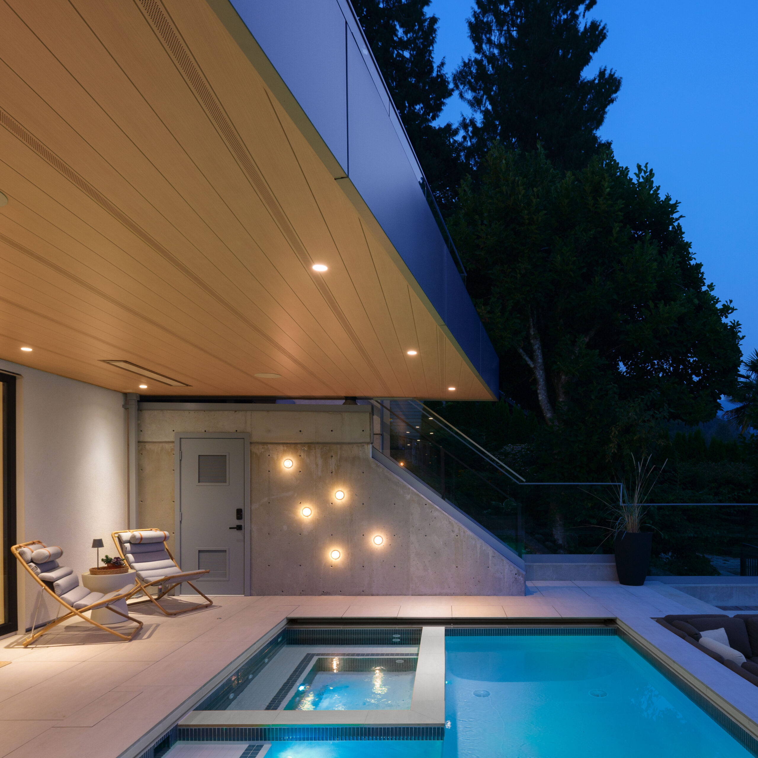 Fala custom waterfront home with outdoor pool and covered patio